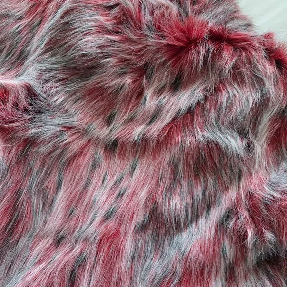 VINTAGE Sans Souci Women's Faux Fur Coat Red Size M - Picture 7 of 7